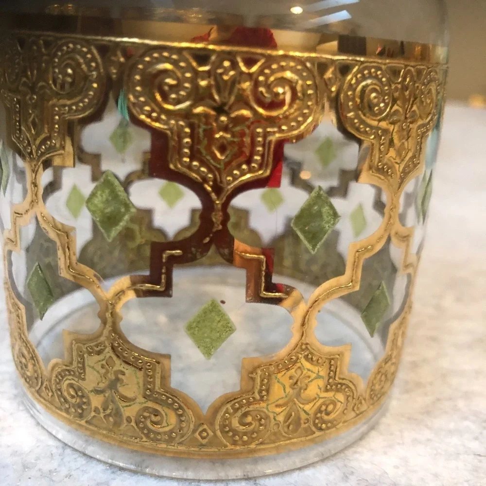 1 ~Vintage Culver Valencia 22K Gold Glass Cocktail  Pc Signed MCM Barware